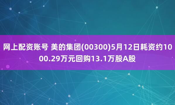 网上配资账号 美的集团(00300)5月12日耗资约1000.29万元回购13.1万股A股