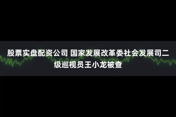股票实盘配资公司 国家发展改革委社会发展司二级巡视员王小龙被查