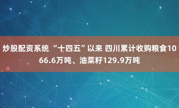 炒股配资系统 “十四五”以来 四川累计收购粮食1066.6万吨、油菜籽129.9万吨